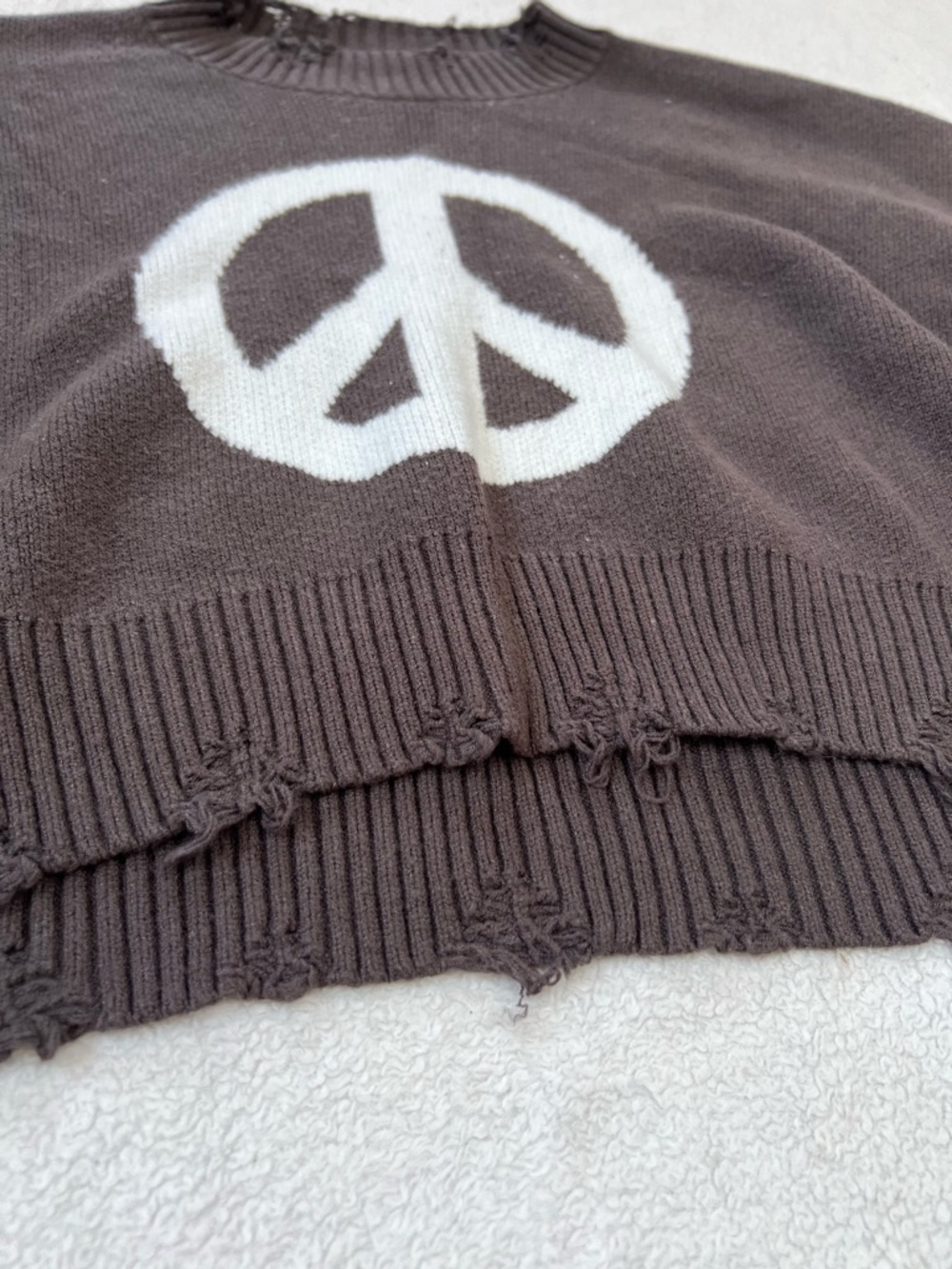 POL Crewneck Sweater with White Peace Sign - Picture 3 of 4